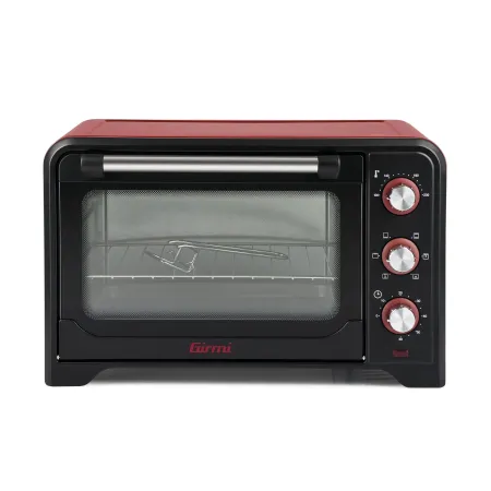 Forno Elettrico Ventilato 1600W Grill Vassoio Griglia Pinza Rosso Nero