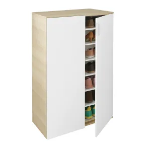 Scarpiera 2 Ante 72x36x103 cm Rovere Bianco Artik con 6 Ripiani