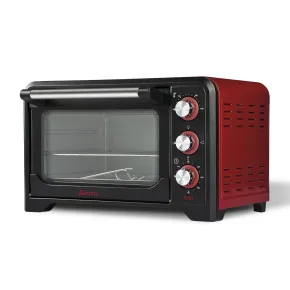 Forno Elettrico Ventilato 1380W Grill Vassoio Griglia Pinza Rosso Nero