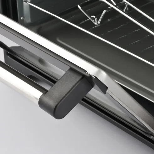 Forno Elettrico Ventilato 1380W Grill Vassoio Griglia Pinza Rosso Nero