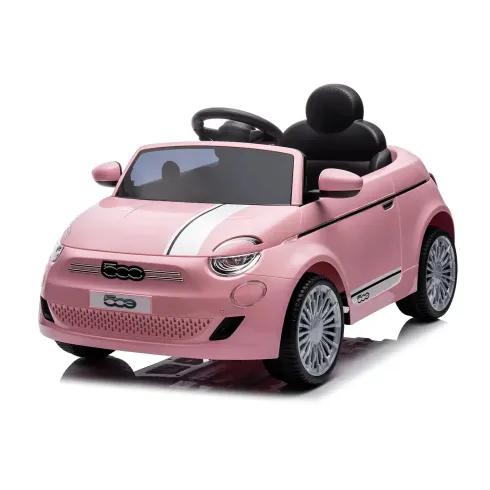 Auto Elettrica per Bambini Fiat 500 12V Rosa Telecomando e Fari LED