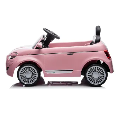 Auto Elettrica per Bambini Fiat 500 12V Rosa Telecomando e Fari LED