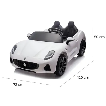 Auto Elettrica Bambini Maserati Folgore 2 Posti 12V Bianco Doppio Motore