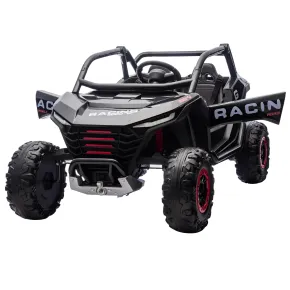 Auto Elettrica 24V per Bambini Due Posti Nero Fuoristrada UTV