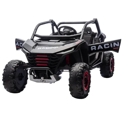 Auto Elettrica 24V per Bambini Due Posti Nero Fuoristrada UTV