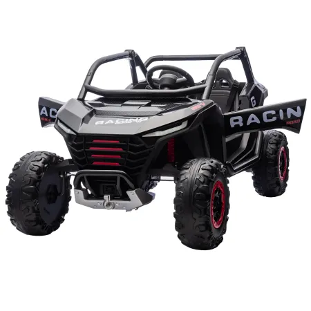 Auto Elettrica 24V per Bambini Due Posti Nero Fuoristrada UTV