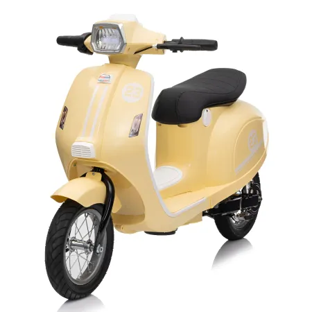 Moto Elettrica 24V per Bambini Beige Doppia Batteria Waterproof