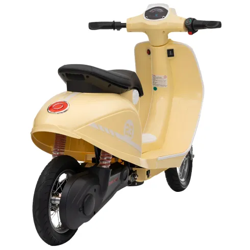 Moto Elettrica 24V per Bambini Beige Doppia Batteria Waterproof