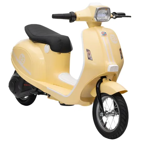 Moto Elettrica 24V per Bambini Beige Doppia Batteria Waterproof
