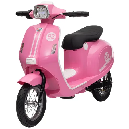 Moto Elettrica 24V per Bambini Rosa Doppia Batteria Waterproof