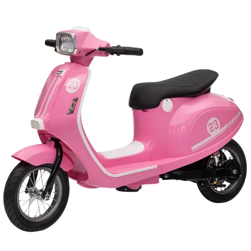 Moto Elettrica 24V per Bambini Rosa Doppia Batteria Waterproof