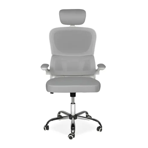 Sedia da Ufficio Ergonomica Grigio Schienale e Braccioli Regolabili