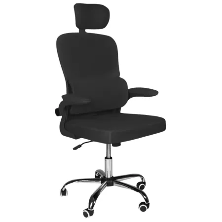 Sedia da Ufficio Ergonomica Nero in Rete con Braccioli e Poggiatesta