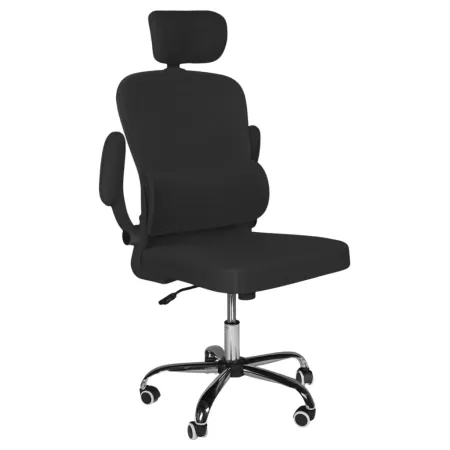 Sedia da Ufficio Ergonomica Nero in Rete con Braccioli e Poggiatesta