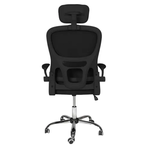 Sedia da Ufficio Ergonomica Nero in Rete con Braccioli e Poggiatesta