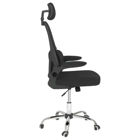 Sedia da Ufficio Ergonomica Nero in Rete con Braccioli e Poggiatesta