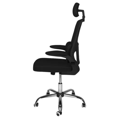 Sedia da Ufficio Ergonomica Nero in Rete con Braccioli e Poggiatesta