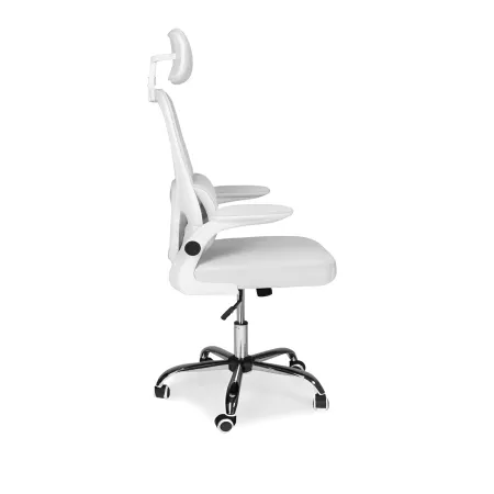 Sedia da Ufficio Ergonomica Bianca in Rete con Braccioli e Poggiatesta