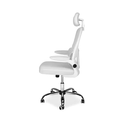 Sedia da Ufficio Ergonomica Bianca in Rete con Braccioli e Poggiatesta