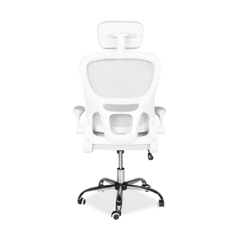 Sedia da Ufficio Ergonomica Bianca in Rete con Braccioli e Poggiatesta