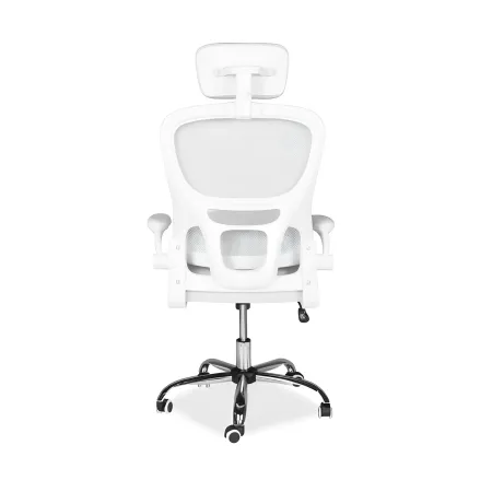 Sedia da Ufficio Ergonomica Bianca in Rete con Braccioli e Poggiatesta