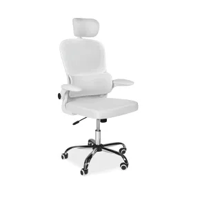 Sedia da Ufficio Ergonomica Bianca in Rete con Braccioli e Poggiatesta