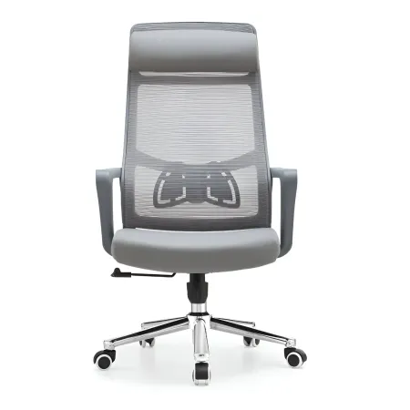 Poltrona da Ufficio Ergonomica Grigio con Schienale Alto in Rete Reclinabile