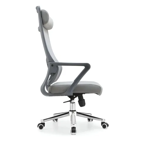 Poltrona da Ufficio Ergonomica Grigio con Schienale Alto in Rete Reclinabile