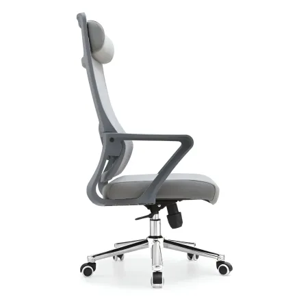 Poltrona da Ufficio Ergonomica Grigio con Schienale Alto in Rete Reclinabile