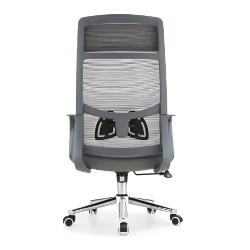 Poltrona da Ufficio Ergonomica Grigio con Schienale Alto in Rete Reclinabile