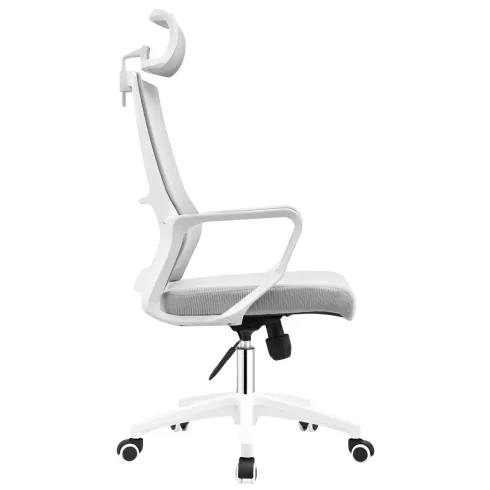 Poltrona Ufficio Ergonomica Bianco con Rete Traspirante e Poggiatesta