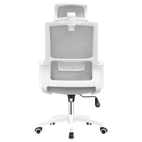 Poltrona Ufficio Ergonomica Bianco con Rete Traspirante e Poggiatesta
