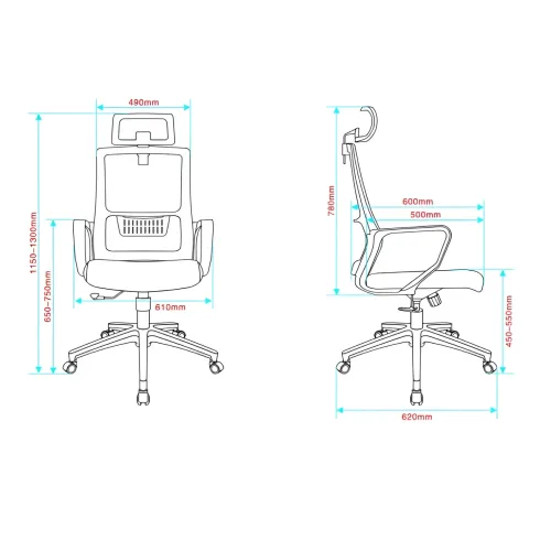 Poltrona Ufficio Ergonomica Bianco con Rete Traspirante e Poggiatesta