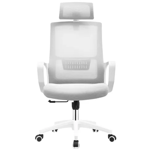 Poltrona Ufficio Ergonomica Bianco con Rete Traspirante e Poggiatesta