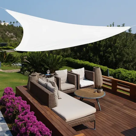Tenda a Vela Triangolare 3x3 m Bianco per Ombreggiare Giardino e Terrazzo