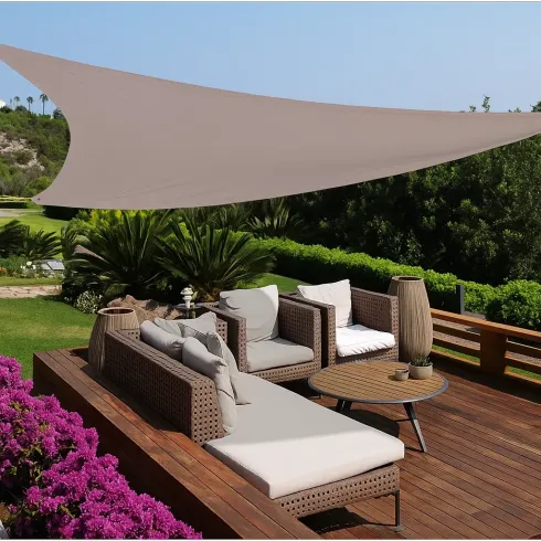 Vela Triangolare 5x5 m Tortora Idrorepellente Ombreggiante da Esterno