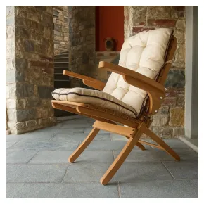 Poltroncina in Legno da Esterno con Cuscino Rimovibile Poltrona Giardino 2