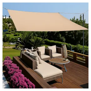 Vela Impermeabile Quadrata 5x5 m Beige con Anelli in Acciaio Rinforzato 2