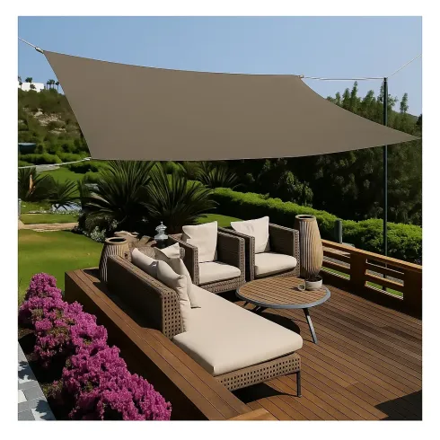 Tenda a Vela Rettangolare 4x5 m Tortora Impermeabile da Esterno