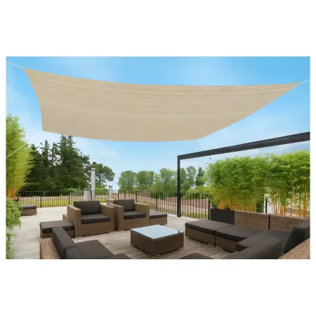 Telo a Vela Ombreggiante Quadrato 3x3 m Beige per Giardino Terrazzo