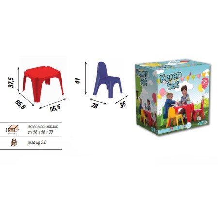 Tavolo Gioco Pic Nic 4 Amici Sedie Plastica Esterno Casa Giardino Giochi Bambini