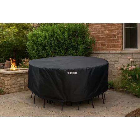 Copertura Tavolo e Sedie Ø193 h 89 cm Poliestere Nero Impermeabile