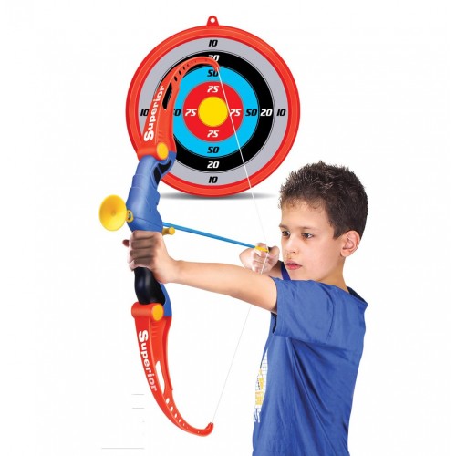 Set Arciere Kid Bambini Arco in Plastica 3 Frecce Ventosa Bersaglio da Appendere