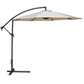 Ombrellone Laterale 300 cm Ecru Palo in Metallo Grigio Regolabile