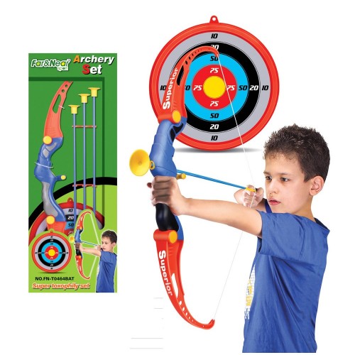Set Arciere Kid Bambini Arco in Plastica 3 Frecce Ventosa Bersaglio da Appendere