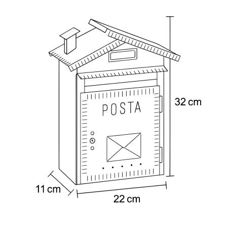 Cassetta Postale in Ferro Battuto Nero da Esterno Modello Casetta