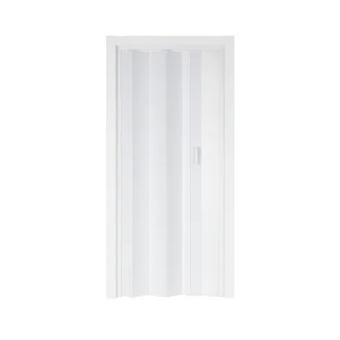 Outlet Porta a Soffietto 83x214 cm PVC Bianco Maniglia ABS Riducibile