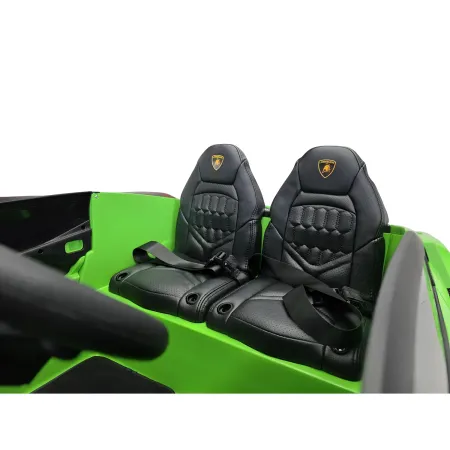 Auto Elettrica Bambini 2 Posti 24V Verde Sedili in Pelle e Telecomando