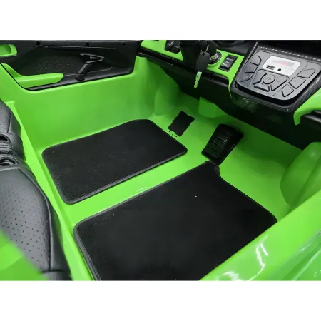 Auto Elettrica Bambini 2 Posti 24V Verde Sedili in Pelle e Telecomando