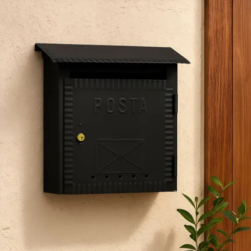 Cassetta Postale Ferro Battuto 23x8x27 cm Nero da Parete per Esterni